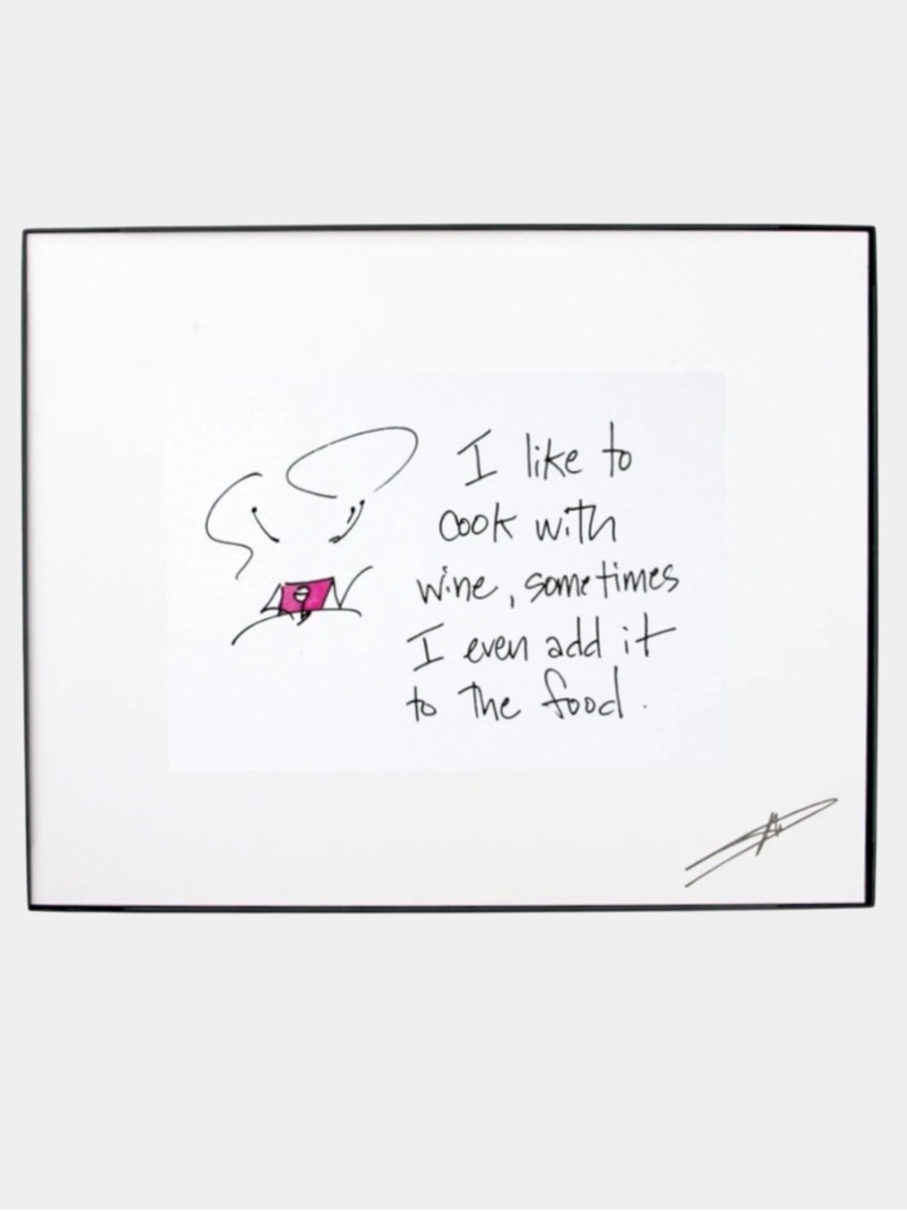 🍷 Mary Phillips Designs Cooking with Wine Framed Art. 10” x 8”.